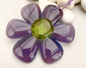 Jelly Flower fused glass suncatcher hanging - Violet