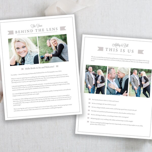 Photographer Template. Photographers business guide. Resume Bio Template. TWO page Customizable Template. INSTANT DOWNLOAD.