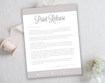 Photography Print Release Form. Photography Business Forms. PSD Template. Digital Business Documents. Instant Download
