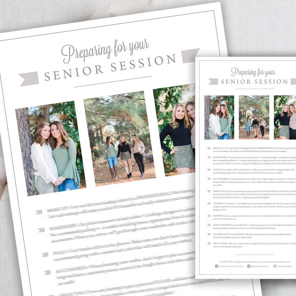 Senior Session Prep Guide. Photography Style Guide. Marketing Templates. INSTANT DOWNLOAD