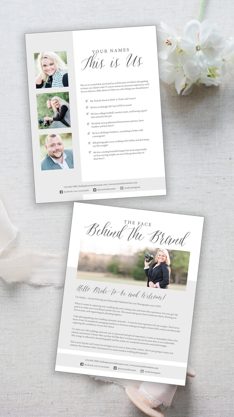 About Us Resume Bio Template, Two Page Customizable Template Etsy