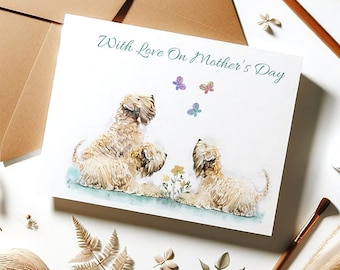 Soft Coated Wheaten Terrier Mothers Day Card, Wheaten Terrier Card, Mothers Day Card, Wheaten Terrier Mothers Day Card, Dog Mothers Day