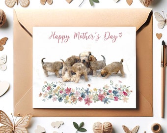 Soft Coated Wheaten Terrier Mothers Day Card, Wheaten Terrier Card, Mothers Day Card, Wheaten Terrier Mothers Day Card, Dog Mothers Day