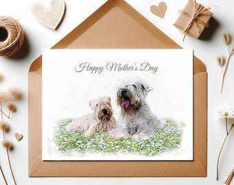 Soft Coated Wheaten Terrier Mothers Day Card, Wheaten Terrier Card, Mothers Day Card, Wheaten Terrier Mothers Day Card, Dog Mothers Day