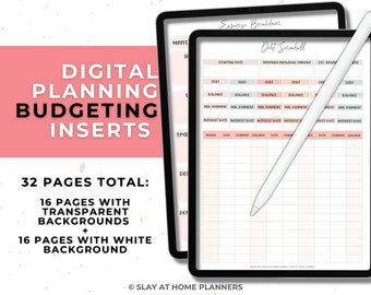 Budgeting Digital Planner Inserts | Finance Tracker (34 Pages) (PNG)