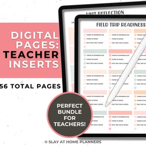 Encarts numériques pour enseignants pour les planificateurs numériques | Inserts pédagogiques | Planificateur pédagogique | Pages du planificateur de l’enseignant | Inserts numériques