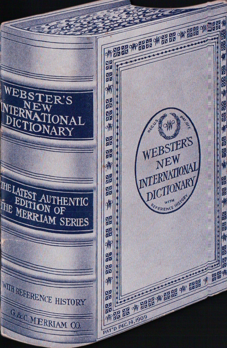 1909 Book Shaped Webster Dictionary Vintage Advertisement