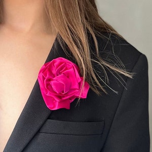 Fuchsia flower brooch Flower Rose Choker Necklace Purple Floral Necklace  Timeless Classic Large Floral Choker Handmade Women pink choker