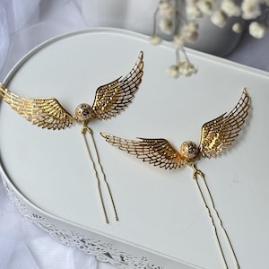 Gold Schnatz Flügel Haarnadeln, Braut Hochzeit Accessoire, zauberhafter Haarschmuck