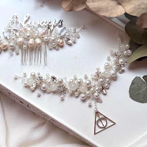 Bridal Always White Hair Comb Bohemian Wedding Hair Piece Magic Winter wedding  Pearl comb  After all this time? Always! Wedding headpiece