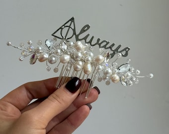 Bridal Always White Hair Comb Bohemian Wedding Hair Piece Magic Wedding Wizard After all this time? Always! Wedding headpiece