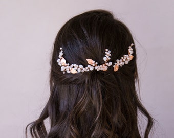 Silver and blush hair piece Blush wedding headpiece Blush flower hair comb Bridal blush hair accessory Blush hair comb