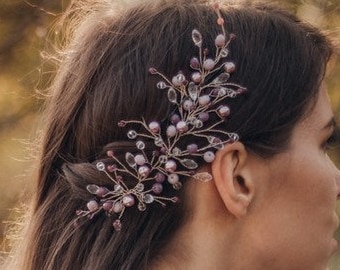 Lavender Bridal Hair Comb Wedding Silver Leaves Pearl Crystal Clip Hairpiece Amazon.com : Latious Silver Flower Wedding Hair Comb Pearl  main image 4