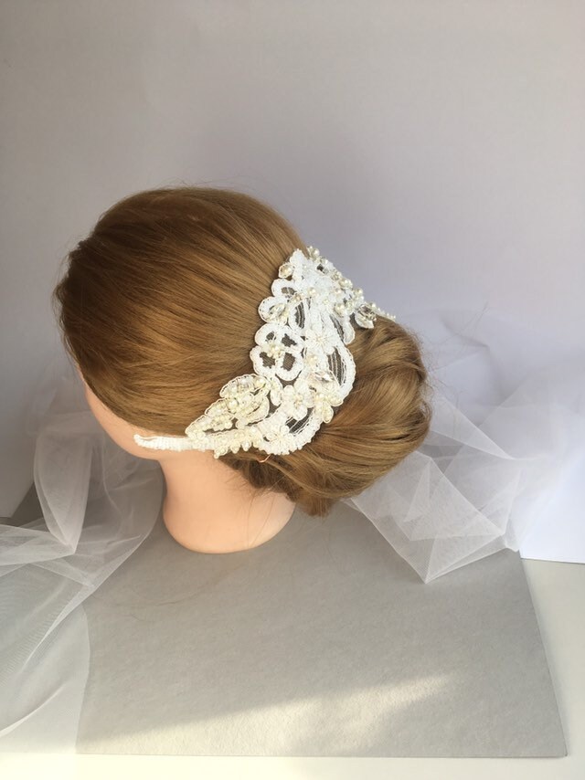 Bridal Lace Headpiece Lace Hair Accessory Floral Hair Comb Etsy