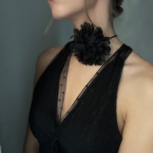 Black glamour necklace Flower Choker Necklace Black Large Floral Choker Gothic floral choker Victorian Choker for Women Christmas woman gift