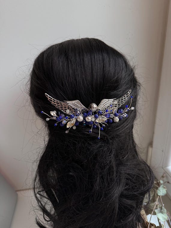 Blue Wedding Hair Piece Snitch Blue Magic Hair Comb Harry  display picture 1