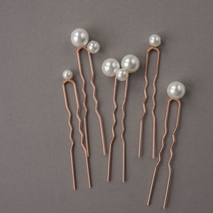 Large pearl hair pins Pearl hair pins Set of 5 bridal hair pins Boho Wedding hair pins Rose gold hair pins Pearl Wedding hair accessories