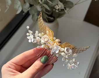Bridal Floral White Hair Comb Bohemian Wedding Hair Piece Magic Wedding Snitch  After all this time? Always! Flower Hair piece Crystal Boho
