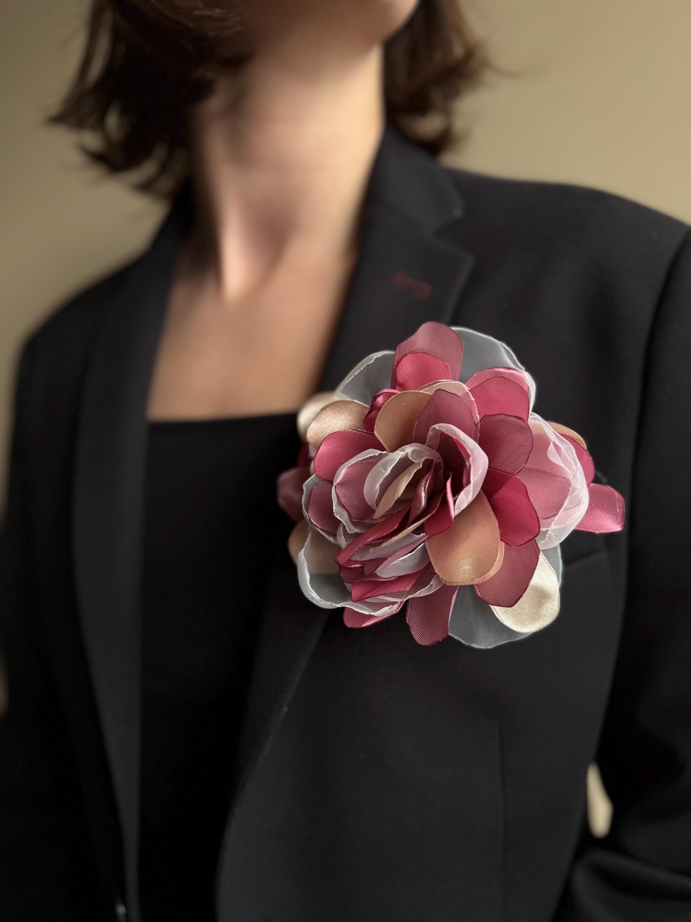 Prom Brooch Large Floral Brooch Pale Powder Flower Brooch Blush Pink Flower Hair ...