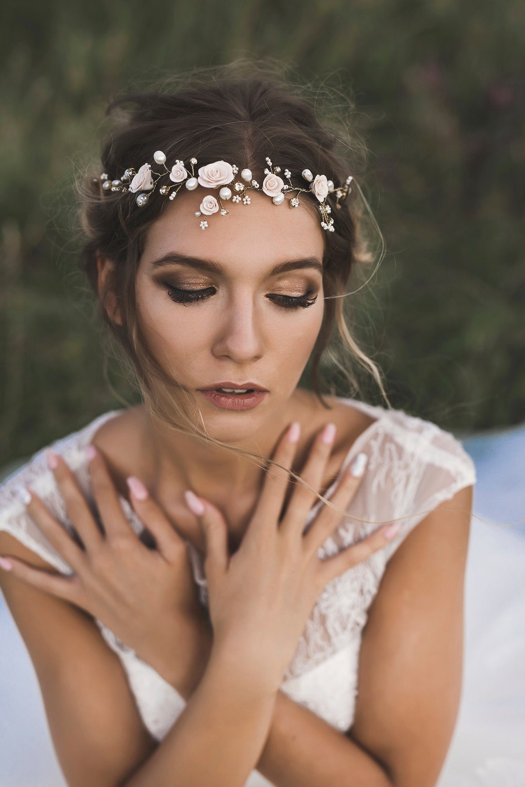 Floral Headpiece Bridal Pearl Flower Crown Flower Crown Gold Crown