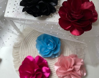 Large Flower Brooch Silk Flower Brooches in Different Colors BLACK Floral Brooches Big Flower Brooch & Pin Gothic Women Christmas gift woman