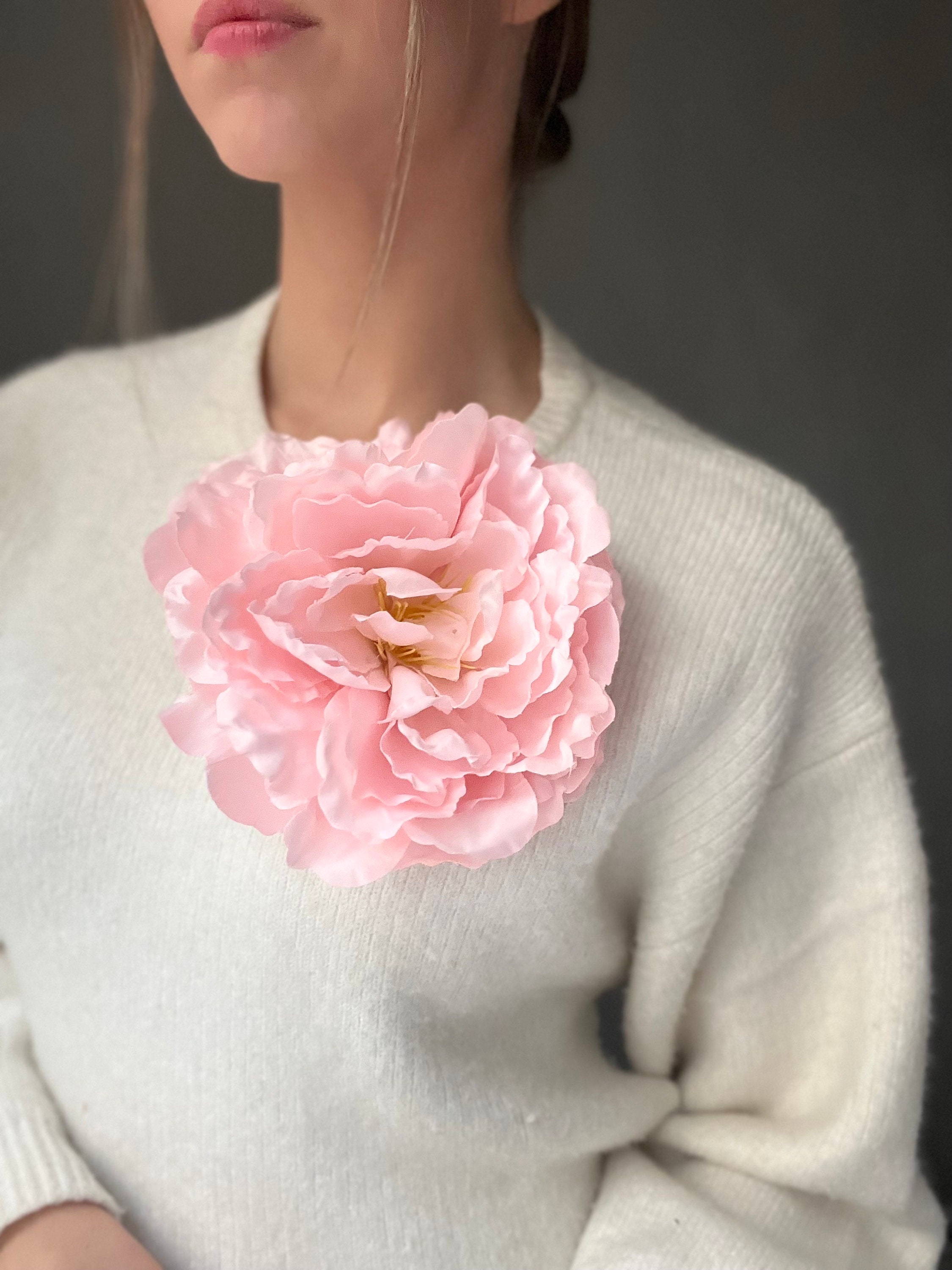 Prom Brooch Large Floral Brooch Pale Powder Flower Brooch Blush Pink Flower Hair ...