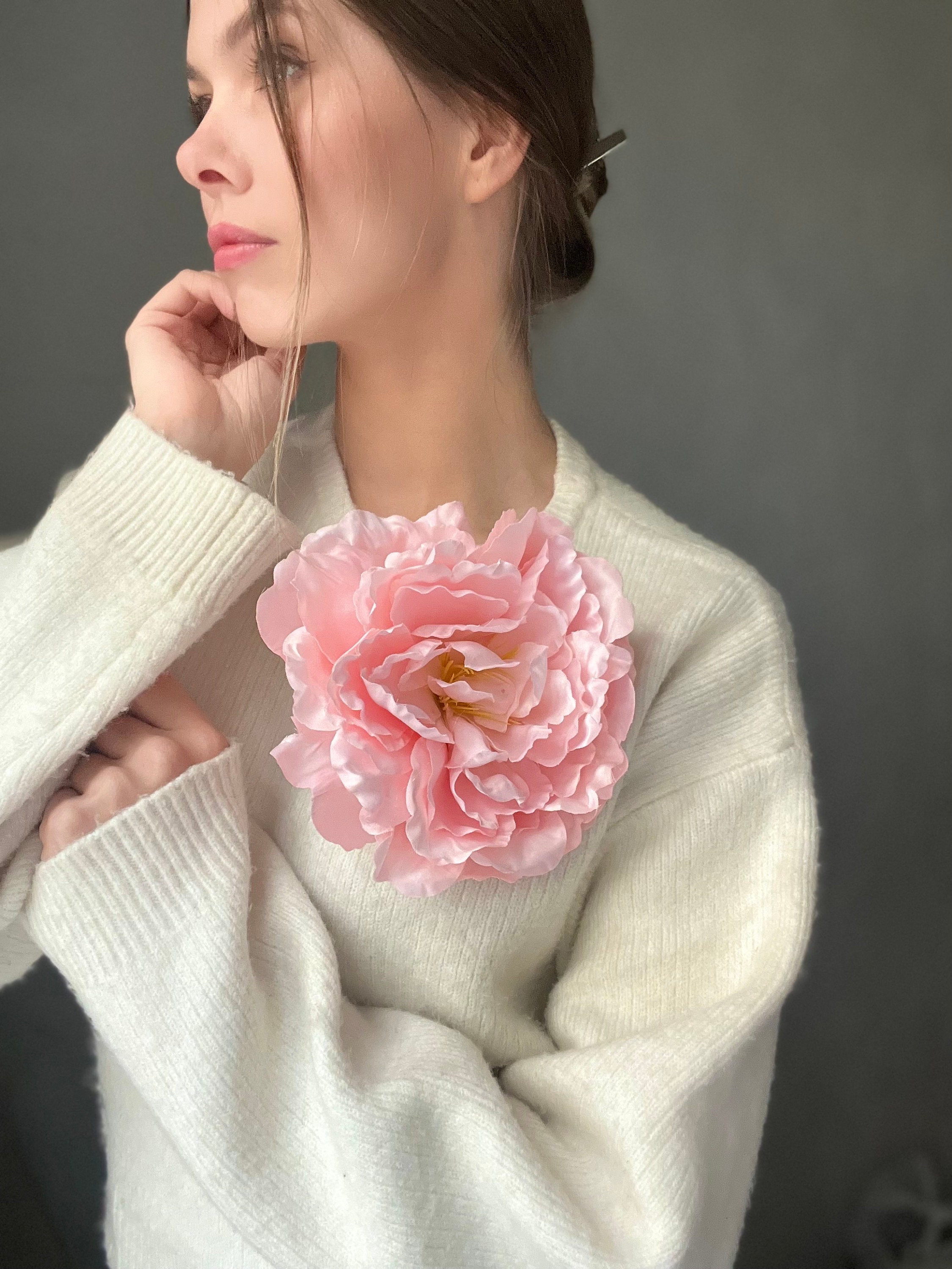 Prom Brooch Large Floral Brooch Pale Powder Flower Brooch Blush Pink Flower Hair ...