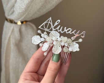 Bridal Always White Hair Comb Bohemian nacre Wedding Hair Piece Magic Wedding After all this time? Always! Wedding headpiece White