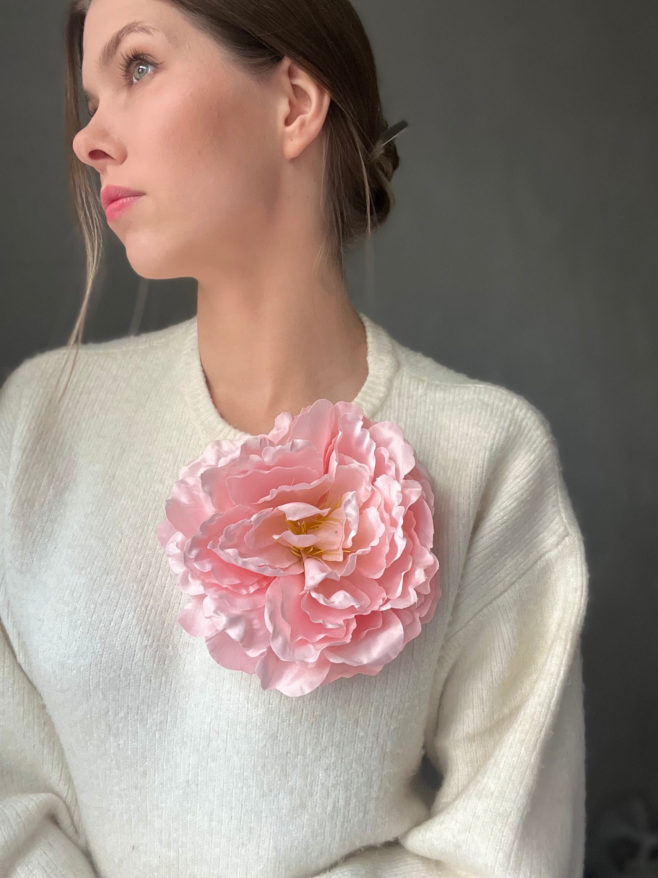 Prom Brooch Large Floral Brooch Pale Powder Flower Brooch Blush Pink Flower Hair ...