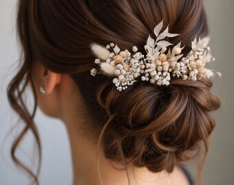 Boho Dried Flower Hair Pins Dried Gypsophila Wedding Hair Accessories Rustic hair clip Bridal white flower hair clips Babay s breath pins