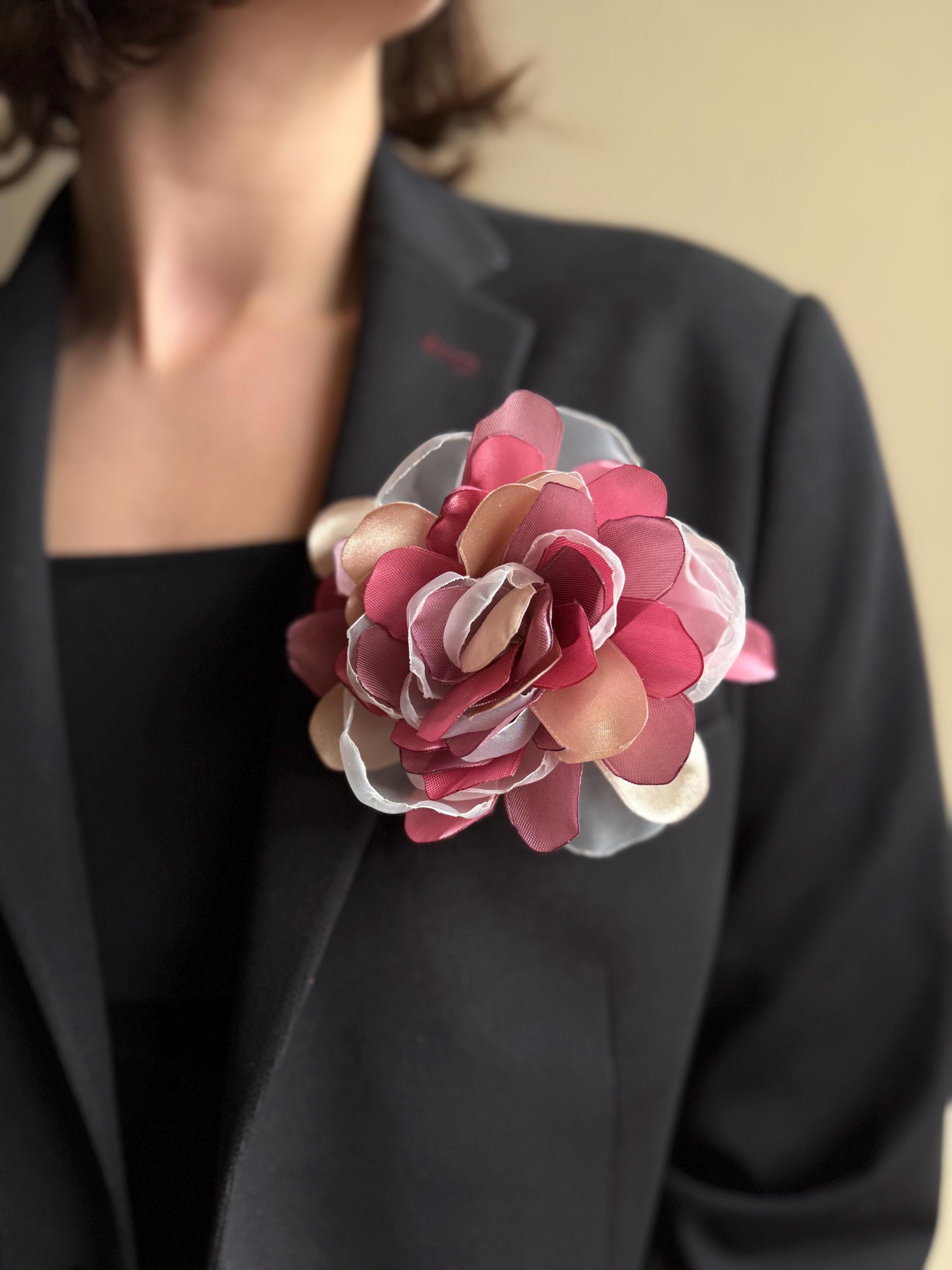 Prom Brooch Large Floral Brooch Pale Powder Flower Brooch Blush Pink Flower Hair ...