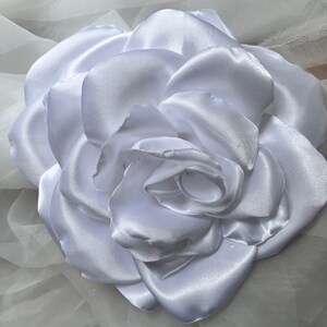 Broche fleur blanche extra large Broches roses surdimensionnées pour femme, épingle grande fleur faite main pour mariage cadeau de Noël femme épingle rose blanche image 7