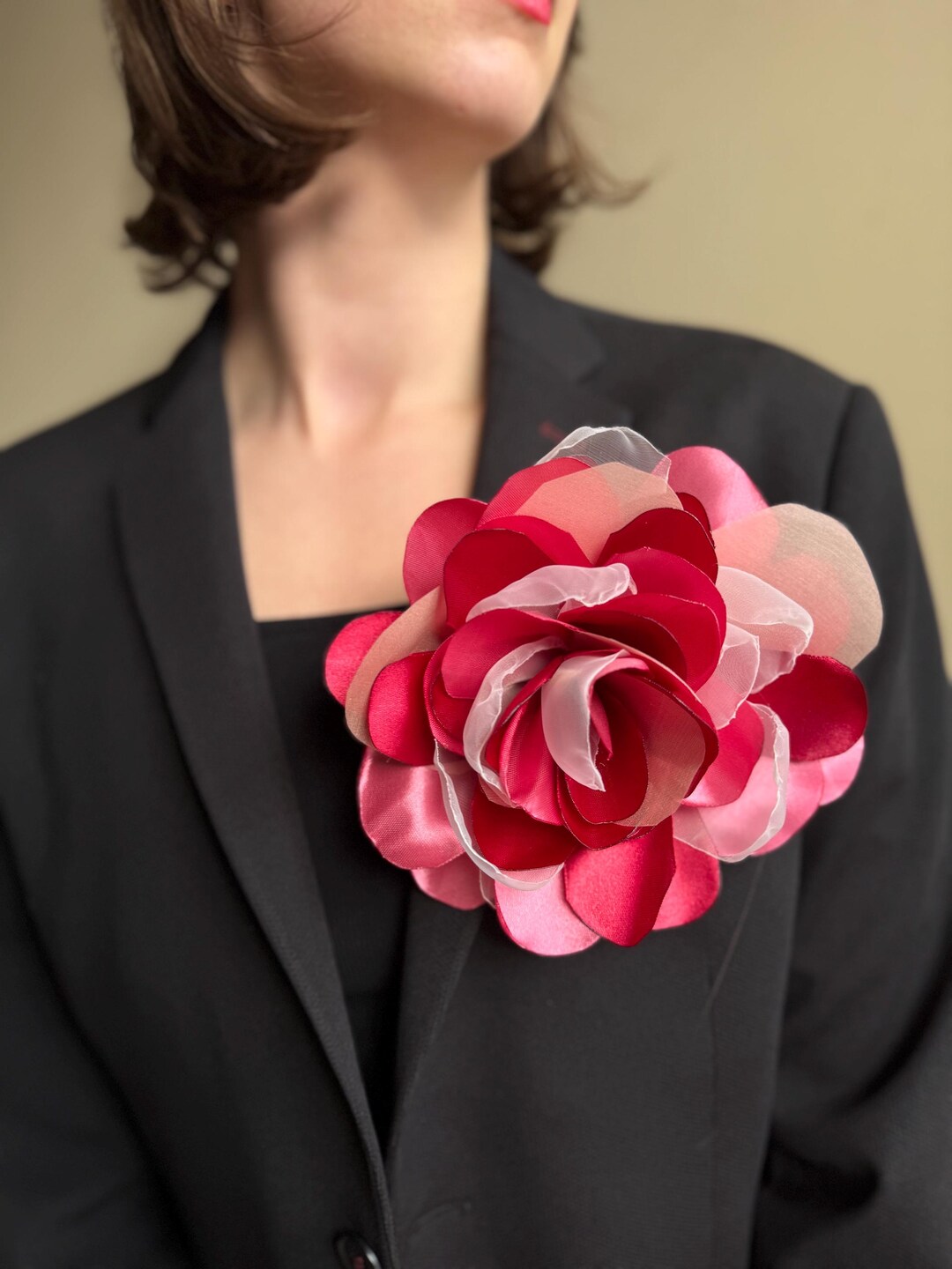 Prom Brooch Large Floral Brooch Pale Powder Flower Brooch Blush Pink Flower Hair ...