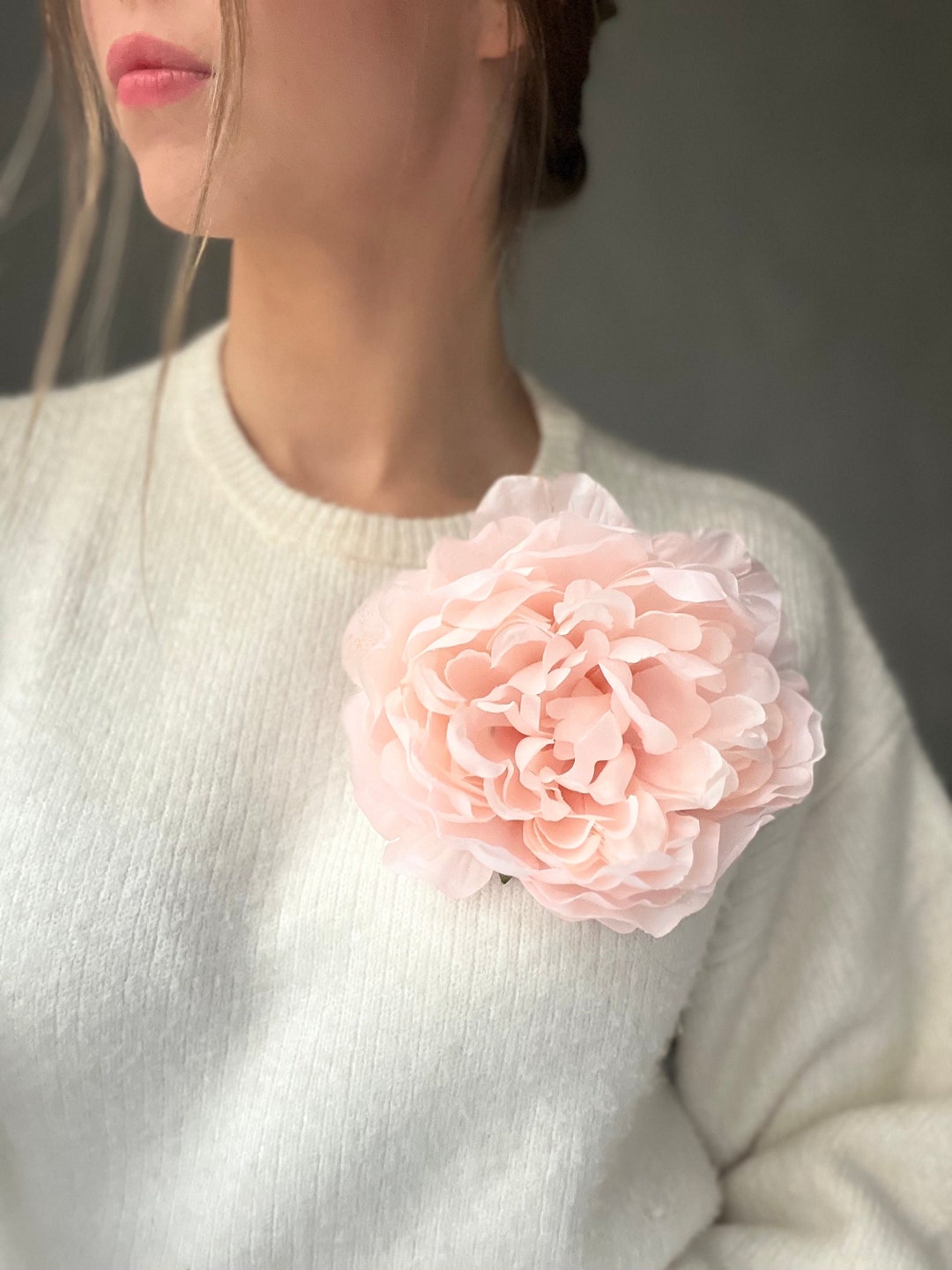 Prom Brooch Large Floral Brooch Pale Powder Flower Brooch Blush Pink Flower Hair ...