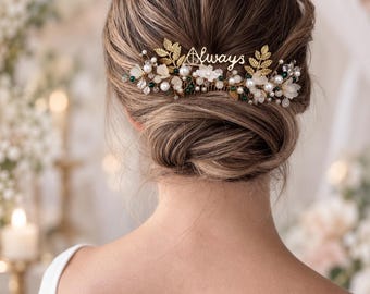 Always wedding Hair сomb Gold Emerald Bridal Wedding Accessory Magical Hair Bridal clip Bridesmaid accessories Snitch Halloween Christmas