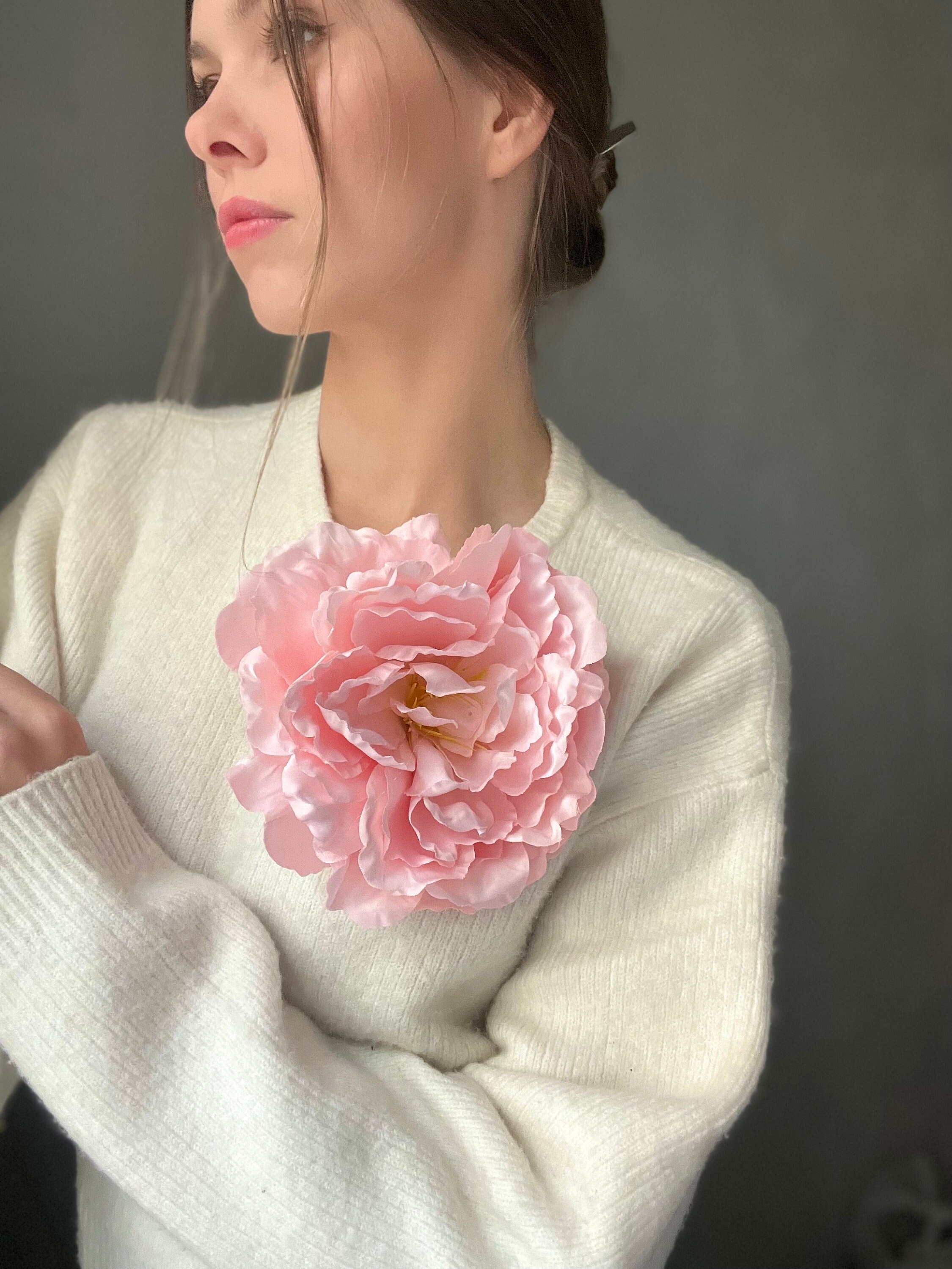 Prom Brooch Large Floral Brooch Pale Powder Flower Brooch Blush Pink Flower Hair ...