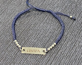 USAFA adjustable woven nylon pull bracelet