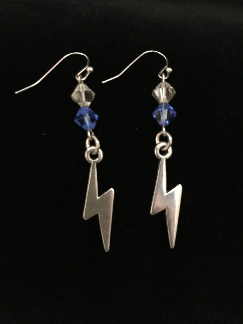 Air Force Earrings, Falcon Thunder Bolt Earrings With Genuine Swarovski