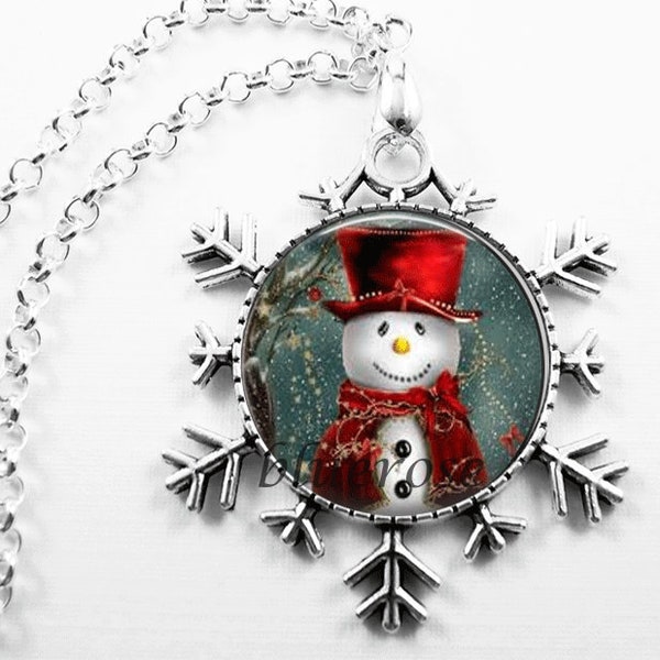 Christmas Necklace Christmas Jewelry Snowman Necklace Snowman Jewelry Snowflake Necklace Snowflake Jewelry Snowflake Pendant Holiday Jewelry