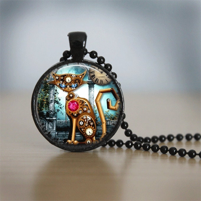 Steampunk Necklace Steampunk Jewelry Cat Necklace Cat Jewelry - Etsy