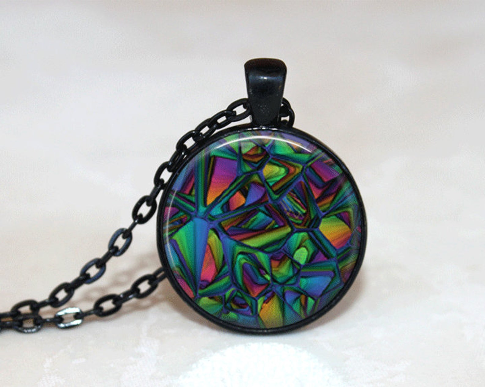 Abstract Art Necklace Glass Tile Necklace Abstract Jewelry Etsy