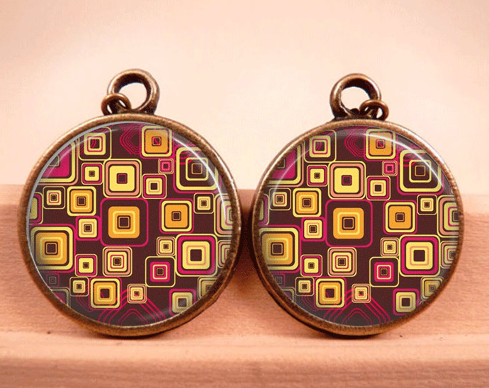 Retro Earrings Retro Jewelry Glass Tile Earrings Glass Tile Etsy
