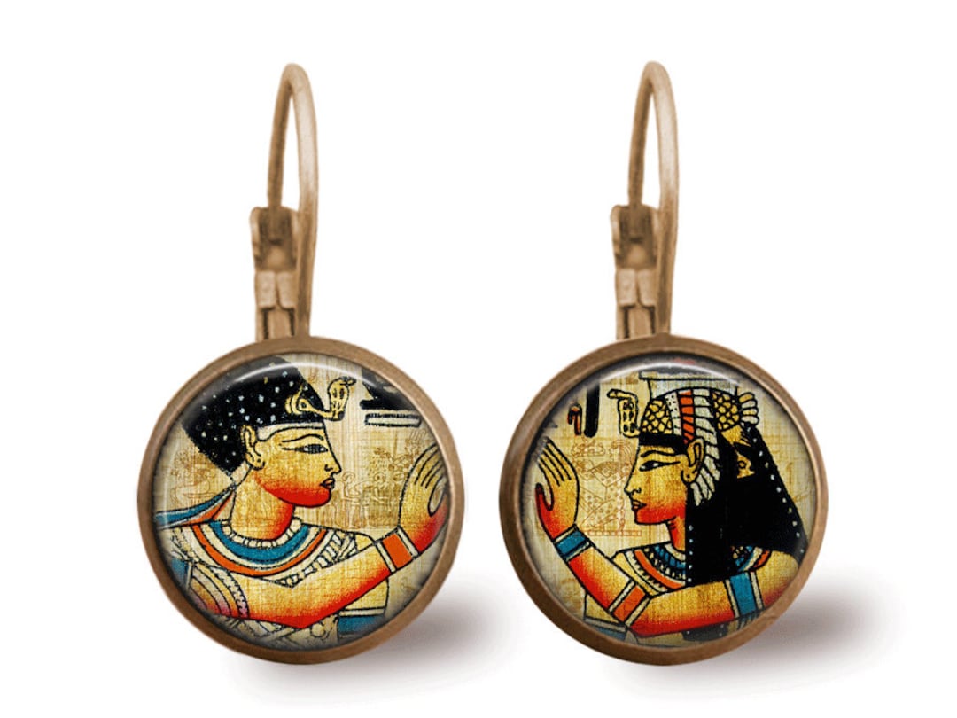 Glass Tile Earrings Glass Tile Jewelry Egyptian Earrings Egyptian