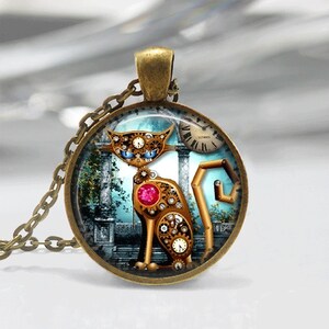 Steampunk Necklace Steampunk Jewelry Cat Necklace Cat Jewelry Silver ...