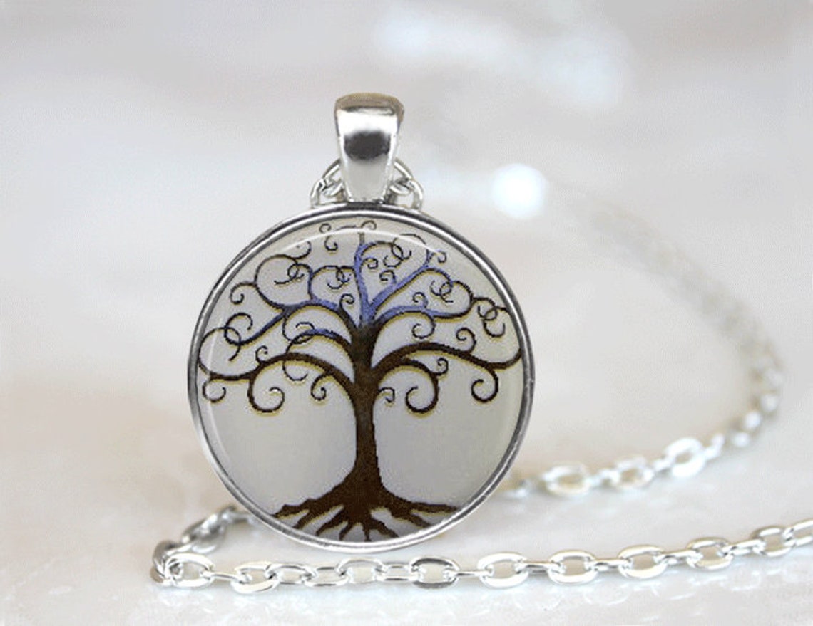 Tree Necklace Tree Jewelry Glass Tile Jewelry Nature Necklace - Etsy