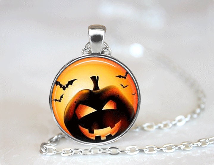 Halloween Necklace Halloween Jewelry Pumpkin Jewelry Pumpkin | Etsy