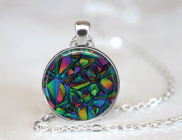 Abstract Art Necklace Glass Tile Necklace Abstract Jewelry Etsy