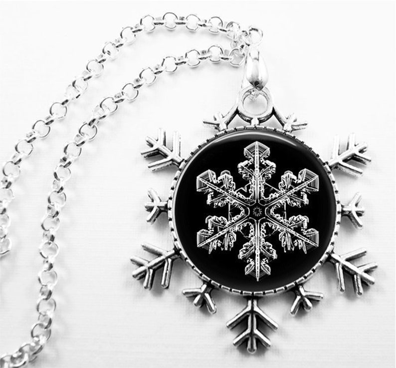 Christmas Necklace Christmas Jewelry Snowflake Necklace image 1