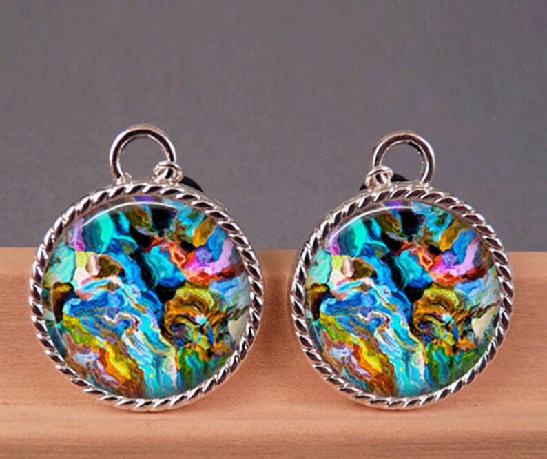 Glass Tile Earrings Glass Tile Jewelry Abstract Earrings Etsy