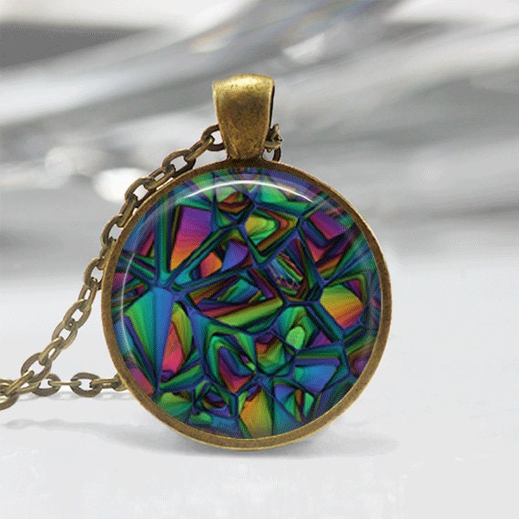 Abstract Art Necklace Glass Tile Necklace Abstract Jewelry Etsy